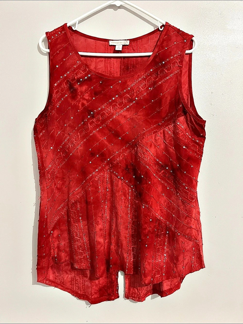 Westport 1962 Sequin Blouse in Red XL Like New